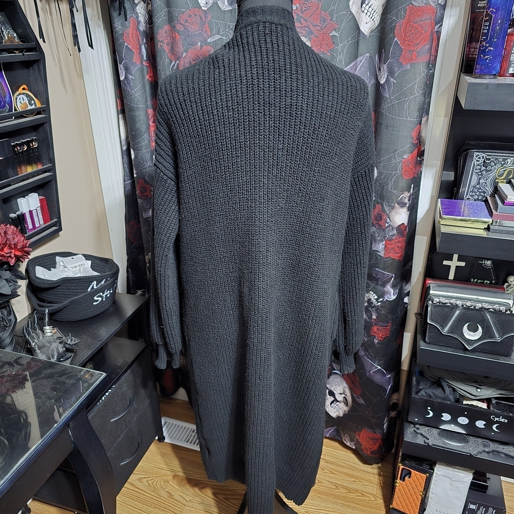 Elegant Black Open-Front Cardigan - Picture 3 of 5